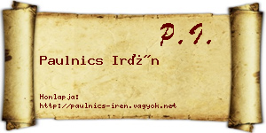 Paulnics Irén névjegykártya